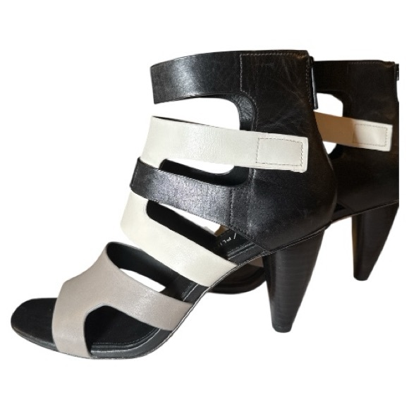 Donald Pliner Paula Strappy High Heel Sandals - Black, White & Gray - Picture 6 of 8